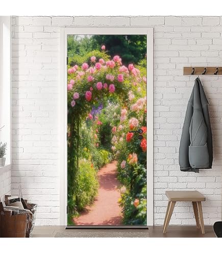 3D Sticker De Porte Trompe L'Oeil 95 X 215 Cm Papier Peint Porte Auto-Adhésif Amovible