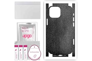 apgo Protecteur Skin, Autocollant, Peau, Film en Vinyle structuré pour ARRIÈRE + CÔTÉS au modèle Apple iPhone 13 Mini avec Motif Cuir Noir