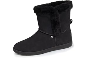 Isotoner Bottines femme avec revers fourré, semelle mousse à mémoire de forme, EU,