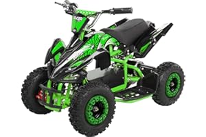 ‎ACTIONBIKES MOTORS Actionbikes Motors Kinder Quad Elektro ATV Racer | 𝟑𝟔 Volt 𝟭𝟬𝟬𝟬 Watt Motor bis 𝟐𝟒 km/h - Kinderquad - Pocket Quad - Safety Touch Fußschalter - Für Kinder ab 8 Jahren (1000 Watt Schwarz/Grün)