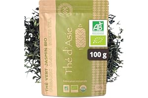 ‎KHLA Khla - Jasmin Tee Bio 100g - Loser Grüner Tee - Jasmintee - Blumig & Aromatisch - Reich an Antioxidantien - Schlaf, Verdauung - Jasmine Tea - Aus China - Kräutertee & Infusion - Kalt oder Heiß