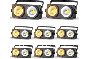 ZonQoonz 8PCS 200W COB Par LED, 3200K-8000K Foco Escenario Blanco Frío/Cálido Efecto con Activación por Sonido, Foco Par Teatro para Iglesia Discoteca Boda Iluminación de Audiencia Halloween Navidad