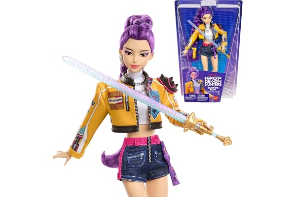 Mattel KPOP Demon Hunters HUNTR/X Rumi Muñeca de Moda | Luce el look 'Cómo se hace', accesorio espada, inspirada en la película, JRN35