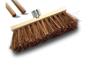 Balai de cantonnier Piassava | Spécial Goudron et Surfaces Chaudes | Longeur 32 cm | Semelle Bois | Douille métal boulonnée Ø 28 mm | Manche Bois 1,40 m | Kibros 532ADM