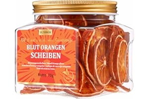 ULTHMOK Fette di arancia rossa essiccata selezionate da 140 g, grado culinario e guarnitura, arancia rossa disidratata per decorazione, 100% naturale, senza zuccheri aggiunti.