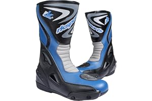 RKSPORTS LV14 Motorcycle Black Blue Red Armoured Leather Waterproof Motorbike Race Boots