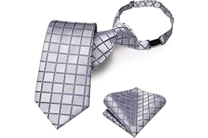 Hi-Tie Silk Boys Tie Set 8-11 Pre-Tied Ties for Boy Blue Red Green Kid Necktie and Pocket Square Set for Wedding