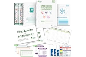 COOKGUARD Safer Food Better Business 2026 for Caterers - Including Diary, SC2 Fridge Temperature Records, Allergen Sign, Allergen and Food Labels, Kitchen Safety Signs - Easy to Use Inspector Friendly