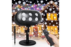Projecteur de Flocons de Neige Extérieur, NACATIN Projecteur Lumineux de Noël avec Télécommande et Minuterie, Étanche IP65 pour Décoration Intérieur/Extérieur, Jardin, Mur