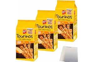 De Beukelaer Tourinos Gebäck-Stangen Käse mit feinwürzigem Gouda 3er Pack (3x125g Beutel) + usy Block