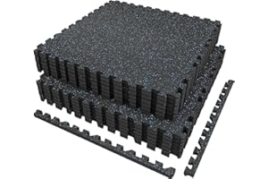 AIRHOP 0.56in Thick 24 Sq Ft Exercise Equipment Mats, 6 Tiles Upgraded Rubber Top with High Density EVA Foam, Large Interlocking Puzzle Gym Flooring For Home Gym,Heavy Weight Workout, 24 x 24in