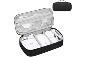 Lacdo Electronic Organizer Travel Cable Organizer Bag Pouch Tech Electronic Accessories Carry Case Portable Double Layers Charger Case for Cable, Cords, Charger, Earphone, Power Bank, Black