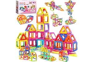 Vautvis Magnetyczne klocki konstrukcyjne dla dzieci, 60 elementów magnetycznych klocków konstrukcyjnych dla dzieci, magnetyczny zestaw konstrukcyjny, zabawki dla dzieci w wieku 3 4 5 6 7 8 lat