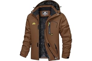 TACVASEN Men's Waterproof Fleece Mountain Jacket Windproof Warm Ski Jacket Multi-Pockets
