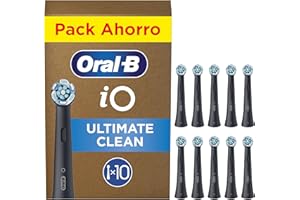 Oral-B Series iO Ultimate Clean Cabezales De Recambio Originales, Pack de 10 Recambios Negros Para Cepillos De Dientes Eléctricos Oral-B iO, Eliminación Profunda De La Placa Bacteriana