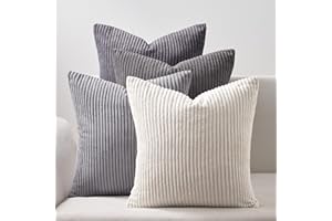 Topfinel Fundas para Almohadones 45x45 Juego de 4 Decoracion Hogar Funda para Cojin Sofa Cama Salon de Estar Dormitorio Sillas Jardin Habitación Pana Gradiente Gris Color Sólido