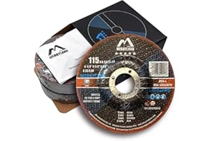 Merryland Grinding Disc 115 Metal for Angle Grinder, 115 X 6.0 X 22.23 mm Grinding Wheel 10 Pieces, Steel Iron 4.5 inch Type 27, Expert-Line E31076043