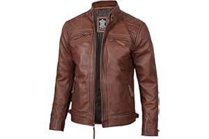 fjackets Leather Jacket Men Motorcycle Style - Quilted Cafe Racer Mens Leather Jackets
