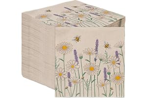 TALKING TABLES Table Kind 100 x Bulk Pack Soft Recycled Paper Napkins Daisy Floral Bee Disposable Party Serviettes Weddings Everyday Eco-Friendly Kraft Unbleached Home Compostable Recyclable Made in EU 2ply 33cm