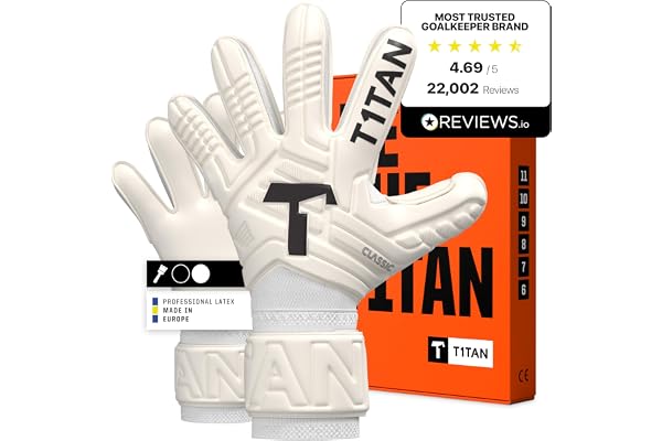 T1TAN Classic White-Out Gants de Gardien de But - sans Protection des Doigts - Gants de Football - Tailles 3-12
