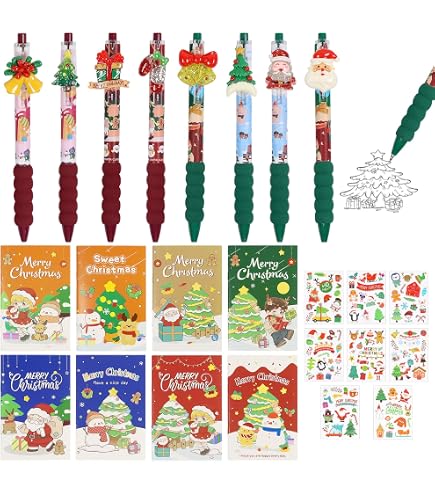 24 mini quaderni natalizi con penna stilografica di Natale, motivo: cartone animato, piccoli blocchi per appunti, per scrittura, scuola, ufficio, 24