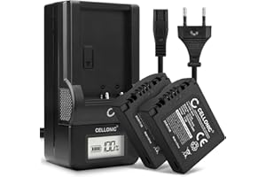 CELLONIC® 2X Batería CGA-S006, DMW-BMA7 Compatible con Panasonic DMC-FZ18 DMC-FZ28 DMC-FZ30 DMC-FZ38 DMC-FZ50, 750mAh + Cargador rápido BC-DC5 DE-A43B DE-A44A bateria de Repuesto Pila