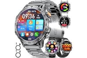 LIGE Montre Connectée Homme Militaire,1.7'' HD Écran avec 1000 mAh Batterie, Smartwatch Homme Appel Bluetooth,LED Lampe,Cardiofréquence,Analyse Sommeil,114 Modes Sport,IP68 Étanche pour Android/iOS (Noire)