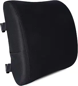Dormyo Lumbar Back Support Memory Foam Back Pain Relief and Prevention Cushion, Back Support Pillow, Size: Large, Colour: Black