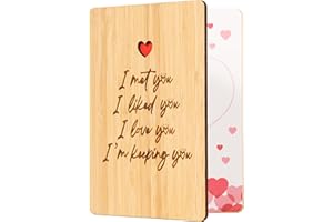 ELEQUAINT Valentines Cards for Him Her, Valentines Cards, Handmade Bamboo Annniversary Cards for Husband Wife, Funny Birthday Valentines Day Card for Boyfriend Girlfriend Men Women Fiancé Fiancee