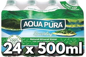 BLISSIFY Aqua Sparkling Natural Mineral bottled Water 500ml - Pack of 24 - Great Taste - Premium British Sparkling Mineral Water