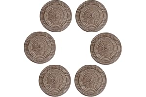VEIZIBEE Tovagliette Lavabili Rotonde，Tovagliette intrecciati a mano，Antiscivolo，interni，Set di 6 Tovaglietta Colazione in tessuto intrecciato per cucina，tavolo pranzo in stile europeo，38cm，Arancione