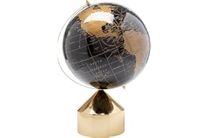 Kare Design Deko Objekt Globe Top, Schwarz, Gold, Globus, Edelstahlgestell, Deko für Wohnzimmer, Bücherregal, 47x30x30 cm (H/B/T)
