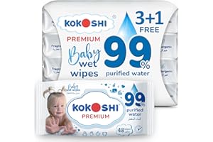 Kokoshi Baby Wet Wipes – 99% Pure Water & Vitamin E – Hypoallergenic, Alcohol-Free & Fragrance-Free – Ultra-Soft Japanese Quality – Wipes for Newborns & Sensitive Skin