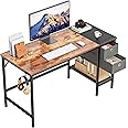 HOMIDEC Computer Desk, Office Work Writing Desk with Drawer and Headphone Hook for Student and Worker, Laptop Table with Shelves, Modern Style Desks for Bedroom, Home, Office(100x50x75cm)