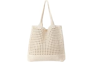 Ausing Borsa da Spiaggia All'uncinetto Donna Borsa a Tracolla in Rete Estetica Tessuto a Mano Vacanza