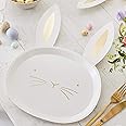 Ginger Ray Easter Paper Gold Party Foiled Bunny Face Plate 8 Pack, White