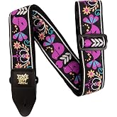 Ernie Ball Jacquard Weave Guitar Strap Purple Bird Lupine Pattern