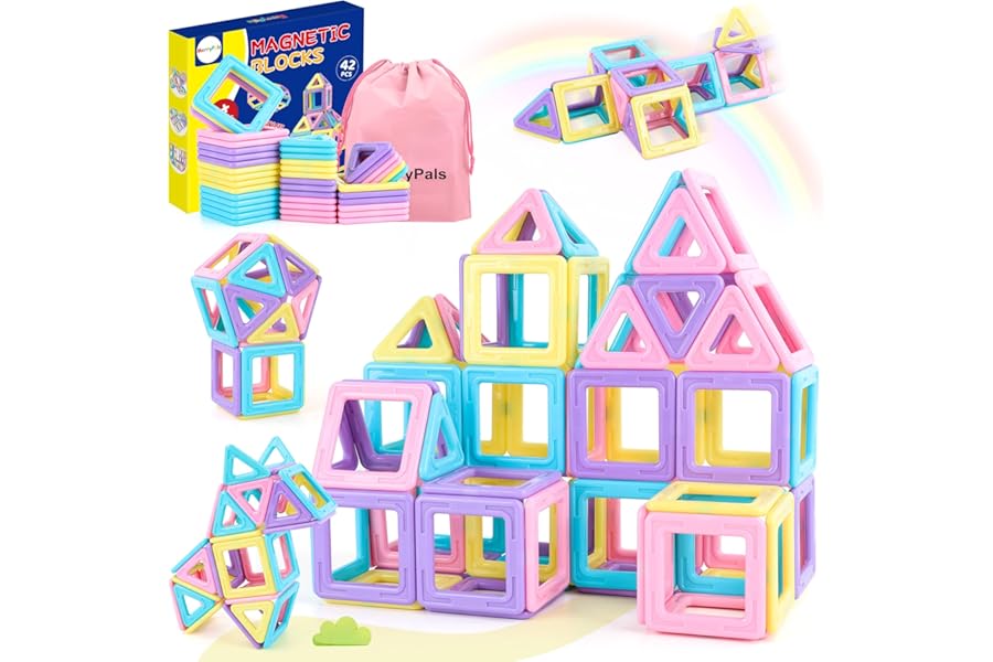 Magnetic Buildings Children 42 Pieces for 3 4 5 6 7 8 Years Old Boys and Girls Educational Toys Child Magnets Creativity Montessori Toys for Children Christmas Birthday Gift Girl 3+ Years