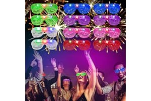 SZHFU 12 Pcs Neon glasses Party, Shutter Unisex 6 Colors Party Flashing glasses, 3 Modes light up glasses, Led glasses neon accessories, for Christmas Halloween Wild Clubbing Birthday Party (12 Pcs)