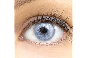 GLAMLENS lentillas de color - gris Almeria + contenedor. 1 par (2 piezas) - 90 Días - Sin Graduación - 0.00 dioptrías - blandos - Lentes de contacto gris de hidrogel de silicona s