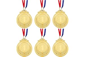 Fguolvqi Gold Winners Medals, 6 Pack Olympic Gold Medals, Metal Gold Award Medals with Ribbon for Children Metal Sports Day Medals Lockdown Medals Children School Sport