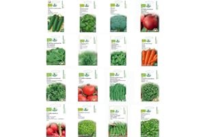 NOJAUS SĖKLOS Nojus Set di semi da collezione di ortaggi ed erbe - 16 confezioni - Starter kit di semi di piante varie - Sementi da giardino Piante BIO - Scatola di semi di ortaggi 16 varietà