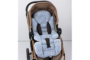Pushchair/Stroller Cushion- Pram Accessories -Seat Liner -Umay Baby 100% Cotton (Blue Panda)