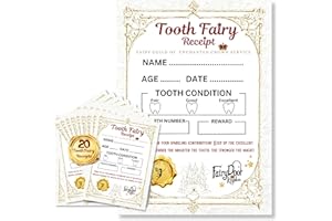 FAIRY DOOR KINGDOM Tooth Fairy Certificates, 20 x Tooth Fairy Receipts Designed and Printed in The UK, The Perfect Tooth Fairy Kit