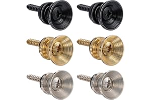 HJZHII 6 Pcs Guitar Strap Button, Metal Strap Buttons End Pins with Mounting Screws Guitar Strap Locks Pins Music Parts for Guitar Bass Ukulele Electric Acoustic Guitar(Black)