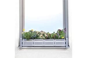 ‎GREEN CREATIONS GREEN CREATIONS Blumenkastenhalterung masu Basis-Set passt auf Jede Fensterbank von 78 cm bis 140 cm ohne Bohren, ohne Beschädigung der Fassade (Basisset: modern, Signalgrau)