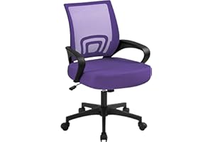 Yaheetech Silla de Escritorio Oficina Malla Silla Ergonomica con Soporte Lumbar Altura Ajustable Respaldo Transpirable Silla Giratoria Función Inclinación para Oficina Capacidad Max136 KG Violeta