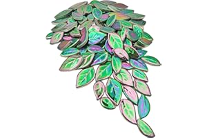 YOZIEMQ 500 g Blattförmige Keramik-Mosaikfliesen, Keramik-Mosaikstücke für Handwerk, Heimdekoration oder Bastelarbeiten, Mosaikherstellungszubehör (Schillerndes Dunkelgrün)