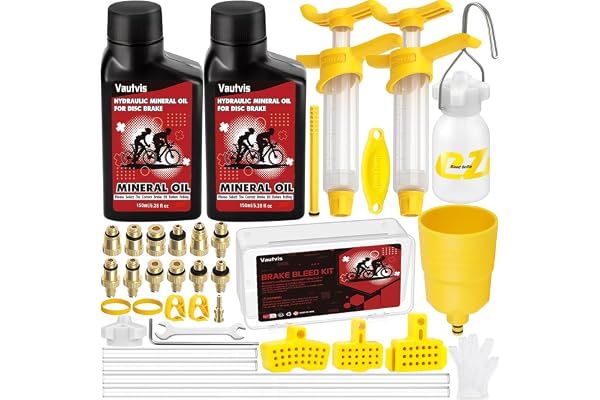 Vautvis Bromsavluftningssats Hydrauliska Skivbromsar, Universell Mineralolja, Mountainbike bromsluftningssats Inklusive 150 ML Mineralbromsvätska, Tratt