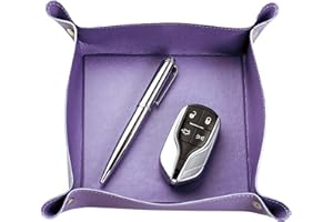 DELMON VARONE - FINE LEATHERGOODS MADE IN GERMANY DELMON VARONE - Taschenleerer 14x14cm aus veganem Eco Kunstleder (flieder) - Taschenentleerer, Schlüsselschale & Stiftablage - Ablage für Schmuck, Kleingeld & Handy - Elegante Taschenleerer-Schale